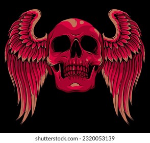 skull with wings on black background. vector illustration design