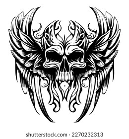 Skull and wings is a popular symbol in gothic culture and often represents death, freedom, and rebellion. It can also be seen in tattoo art