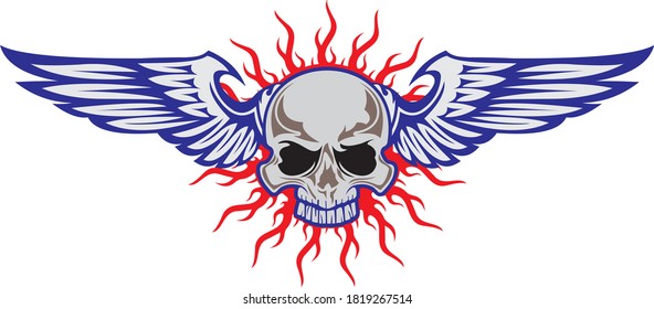 
Skull with wings for racing Who likes speed and defies death