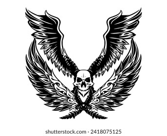 Skull with wings sign logo