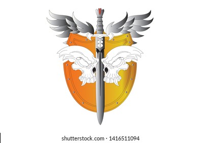 skull wings sward vector design