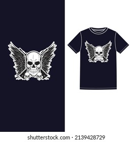 Calavera con alas para el diseño de camisetas
