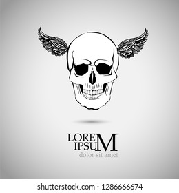 Skull with wings. Vector