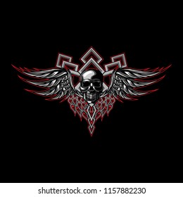 Skull wings vector illustration