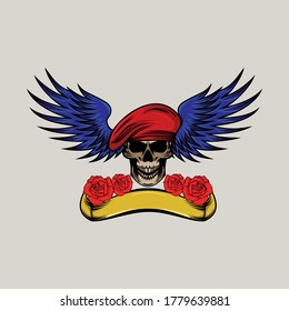 skull with wings vector illustration
