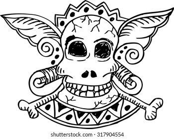 Skull with Wings Vector Illustration