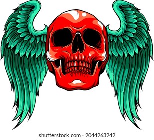 Skull with Wings Vector Illustration Design Art