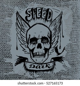 skull wings vector vintage