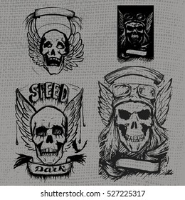 skull wings vector vintage