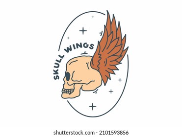 Skull with wings vintage illustration design