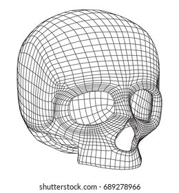 Skull Wireframe Low Poly Mesh. Vector illustration technology live and death concept