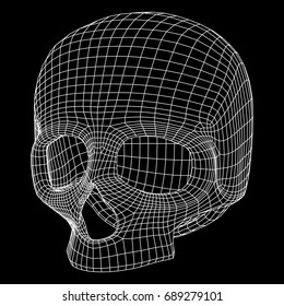 Skull Wireframe Low Poly Mesh. Vector illustration technology live and death concept