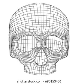 Skull Wireframe Low Poly Mesh. Vector illustration technology live and death concept