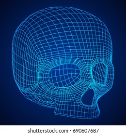 Skull Wireframe Low Poly Mesh. Vector illustration technology live and death concept