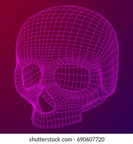 Skull Wireframe Low Poly Mesh. Vector illustration technology live and death concept
