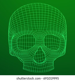 Skull Wireframe Low Poly Mesh. Vector illustration technology live and death concept