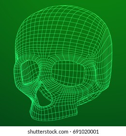Skull Wireframe Low Poly Mesh. Vector illustration technology live and death concept