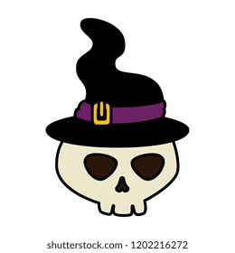 skull with witch hat halloween