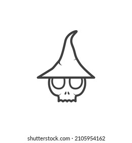 skull with witch hat logo design vector graphic
