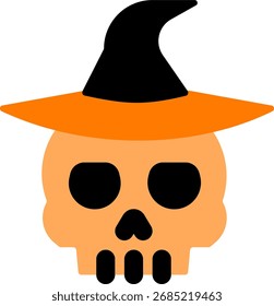skull witch hat minimalist design flat style