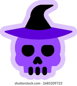 skull witch hat purple design sticker style