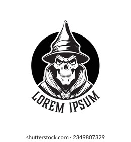 skull witch illustration - logo vector