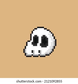 skull without jaw in pixel art style