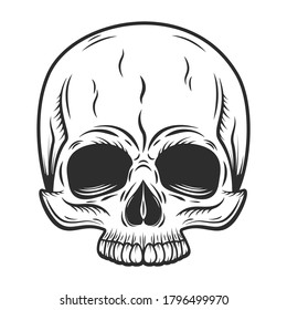 Skull without jaw in vintage monochrome style isolated vector illustration
