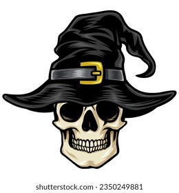 Skull Wizard Dead Sorcerer Drawing Vector Illustration