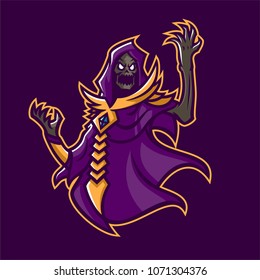 skull wizard esport gaming mascot logo template