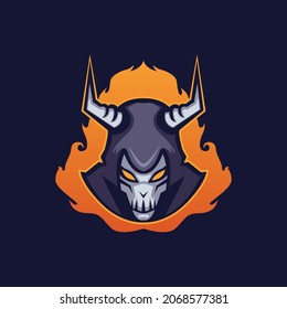 Skull Wizard With Horn e-Sport Logo - Vector