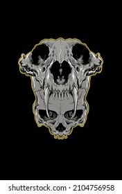 Skull with wolf skull vector illustration
