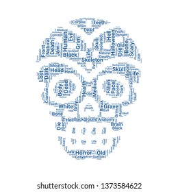 skull word cloud. tag cloud about skull