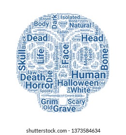 skull word cloud. tag cloud about skull