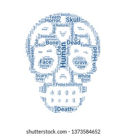 skull word cloud. tag cloud about skull