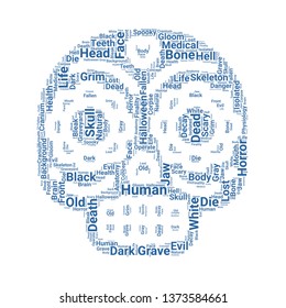 skull word cloud. tag cloud about skull