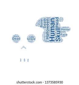 skull word cloud. tag cloud about skull