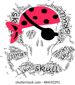 skull words with skull and cross bones shape illustration