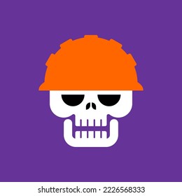 Skull in work helmet. Worker head skeleton.