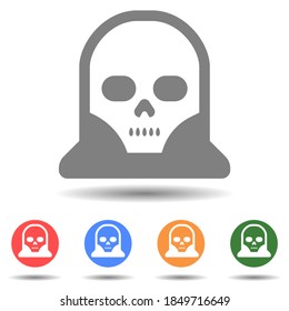 Skull in worn hood vector icon