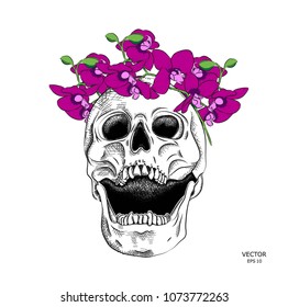 skull with a wreath. Vector illustration