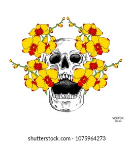 skull with a wreath. Vector illustration