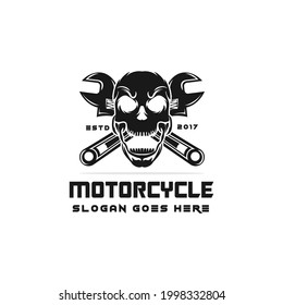 Skull Wrench Logo Monochrome Motorcycle Logovector Stock Vector ...