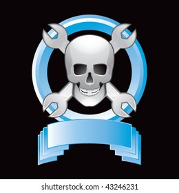 skull and wrenches blue crest display