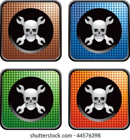 skull and wrenches colored checkered web icons