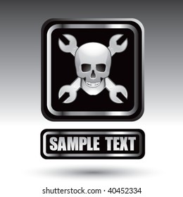 skull and wrenches on nameplate
