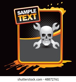 skull and wrenches orange splattered banner
