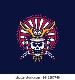 skull x samurai mascot and esport gaming logo