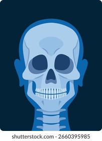Skull x-ray front view vector illustration