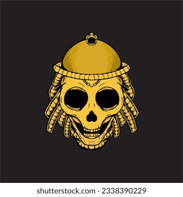Skull Yellow Art Black Background